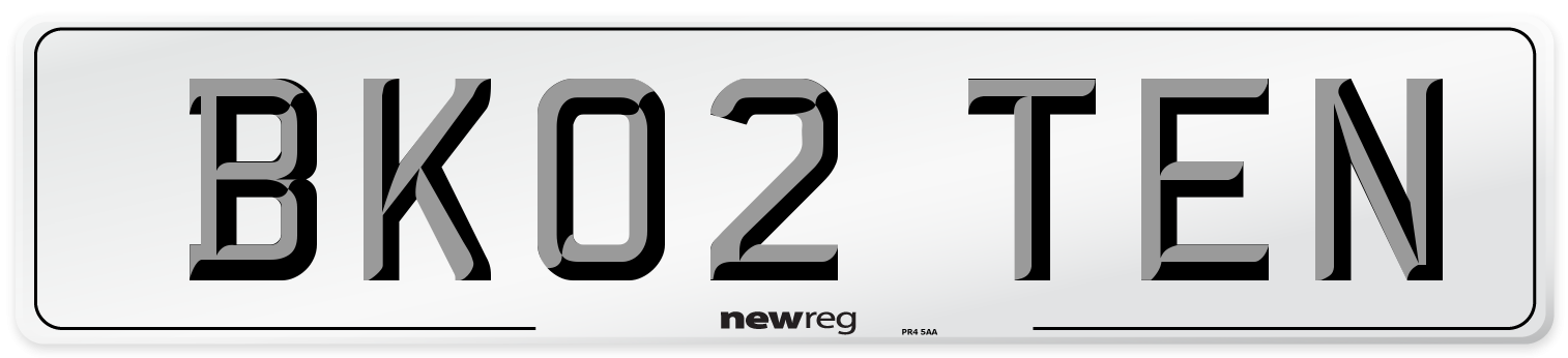 BK02 TEN Number Plate from New Reg
